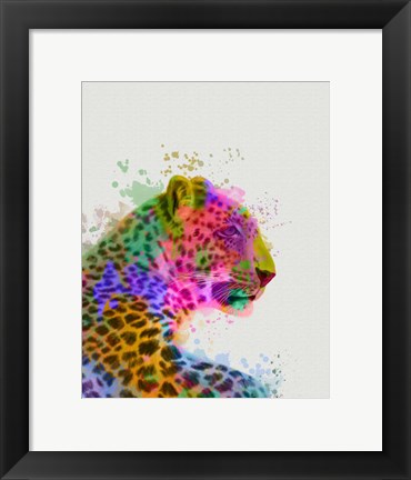 Framed Leopard Rainbow Splash 1 Print