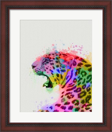 Framed Leopard Rainbow Splash 2 Print