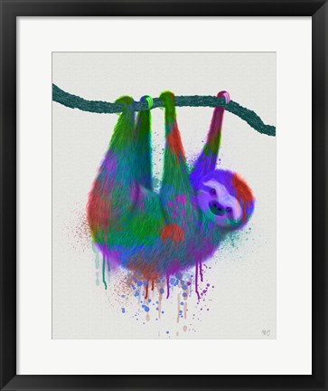Framed Sloth Rainbow Splash Print