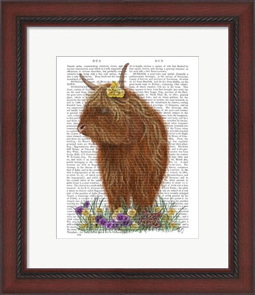 Framed Highland Cow, Pansy Book Print Print
