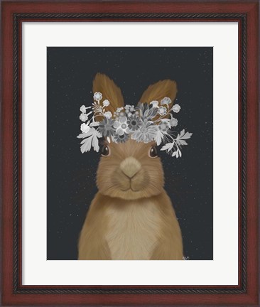 Framed Rabbit, White Flowers Print