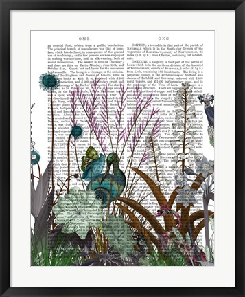 Framed Wildflower Bloom, Snail Bird Book Print Print