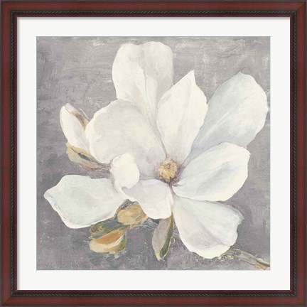 Framed Serene Magnolia Light Gray Print