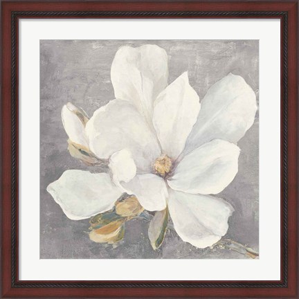 Framed Serene Magnolia Light Gray Print