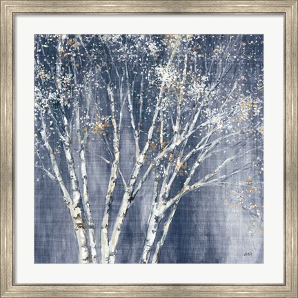 Framed Navy Blue Birch Flipped Print