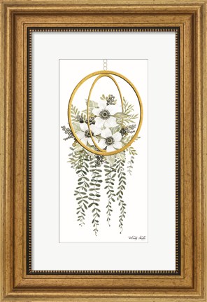 Framed Gold Geometric Circle &amp; Ivy Print