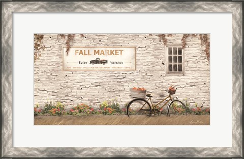 Framed Fall Market with Bike Print