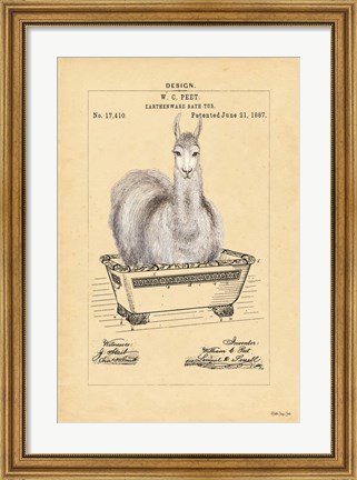 Framed Llama in Tub Print