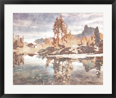 Framed Little Cabin by the Lake Print