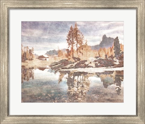 Framed Little Cabin by the Lake Print