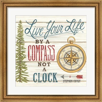 Framed Compass Not a Clock Print