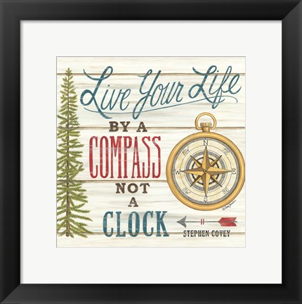 Framed Compass Not a Clock Print