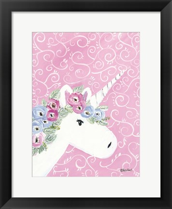Framed Floral Unicorn II Print
