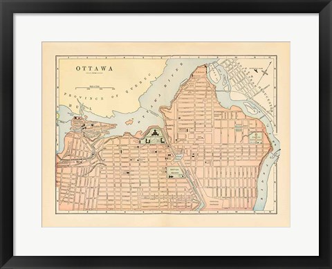 Framed Map of Ottawa Print