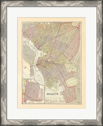 Framed Map of Brooklyn Print