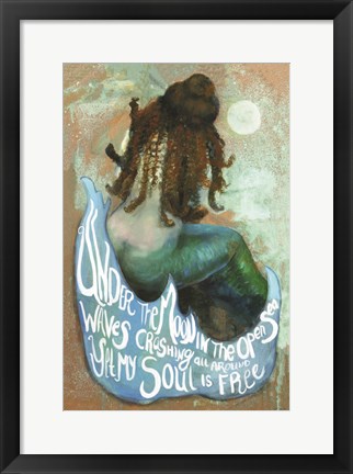 Framed Under the Moon Mermaid Print