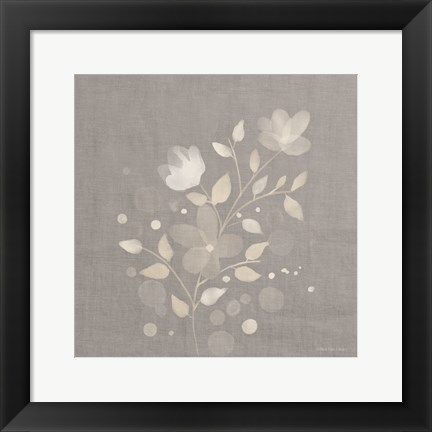 Framed Flower Bunch on Linen I Print