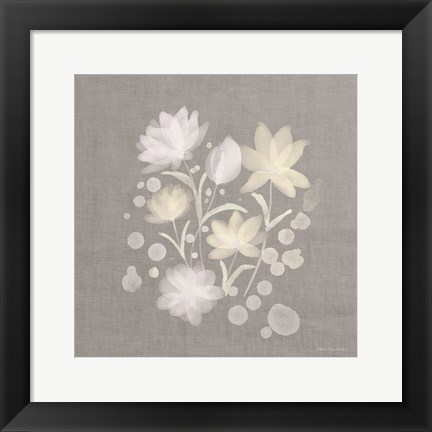 Framed Flower Bunch on Linen II Print