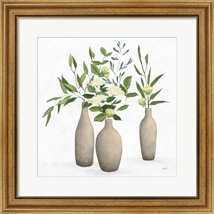 Framed Natural Bouquet I White Print