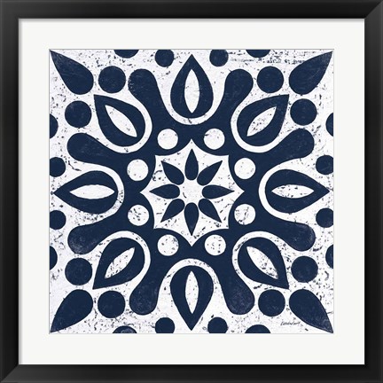 Framed Blue and White Tile IV Print
