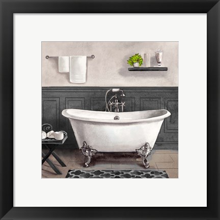 Framed Serene Bath II black &amp; white Print