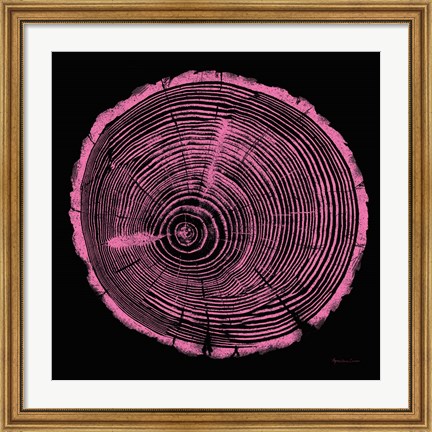 Framed Tree Trunk pink on black Print