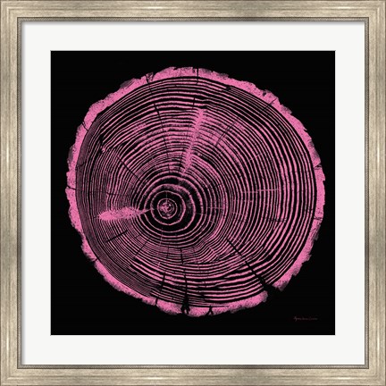 Framed Tree Trunk pink on black Print