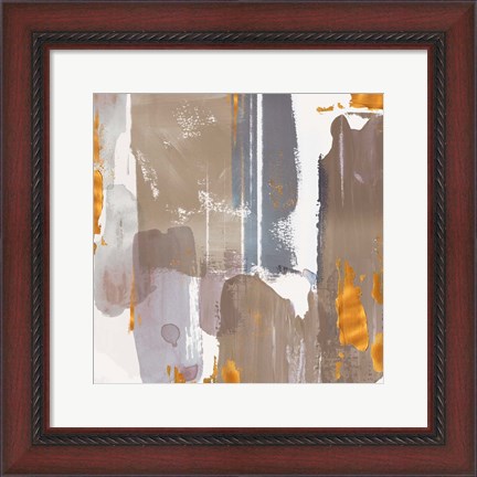 Framed Icescape Abstract Grey Gold I Print