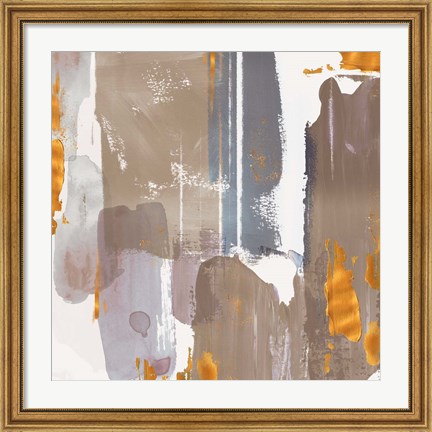 Framed Icescape Abstract Grey Gold I Print