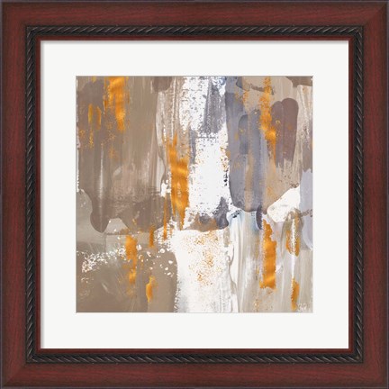 Framed Icescape Abstract Grey Gold III Print