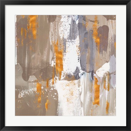 Framed Icescape Abstract Grey Gold III Print