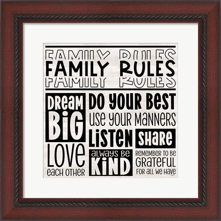 Framed Family Rules I Print