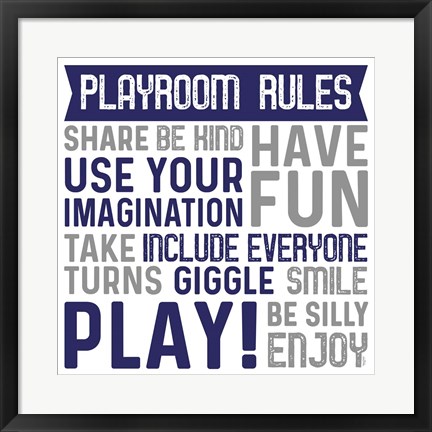 Framed Playroom Rules II Print