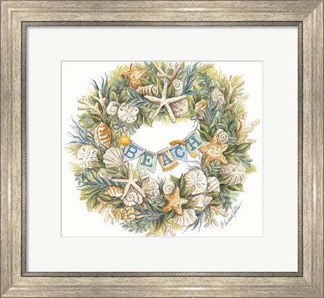 Framed Coastal Beach Wreath Print