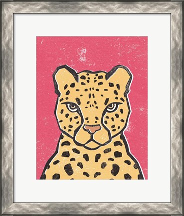 Framed Jungle Cat Hot Pink Print