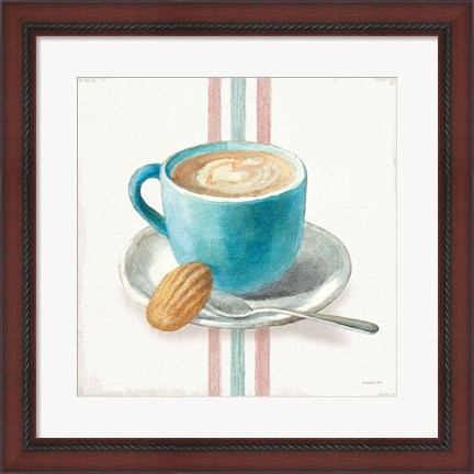 Framed Wake Me Up Coffee I with Stripes Print