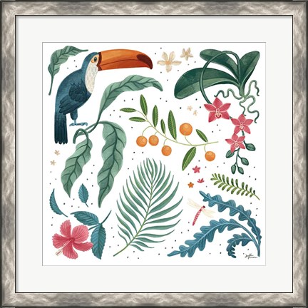 Framed Jungle Love III White Print