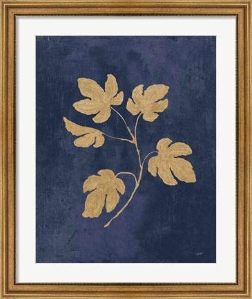 Framed Botanical Study III Gold Navy Print