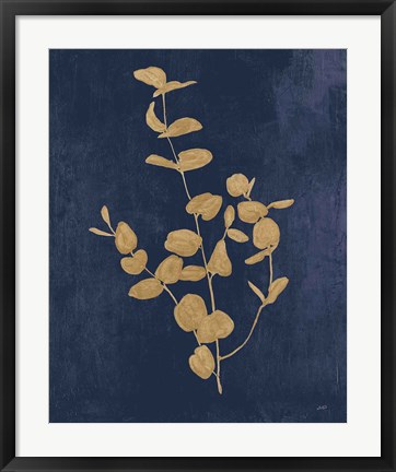 Framed Botanical Study II Gold Navy Print