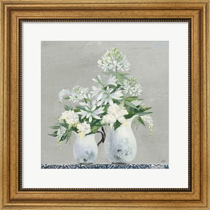 Framed Late Summer Bouquet III with Tile Print