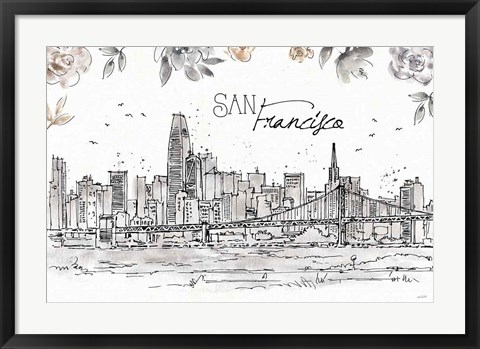 Framed Skyline Sketches VII Print