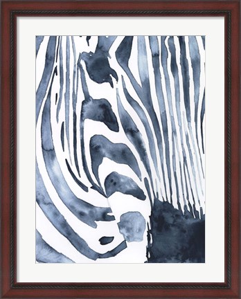 Framed Indigo Zebra I Print