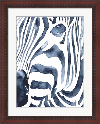 Framed Indigo Zebra II Print