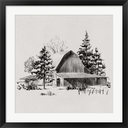 Framed Distant Barn Sketch II Print