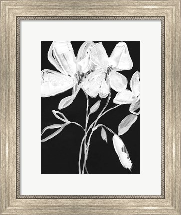 Framed White Whimsical Flowers I Print