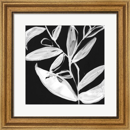 Framed Quirky White Leaves I Print