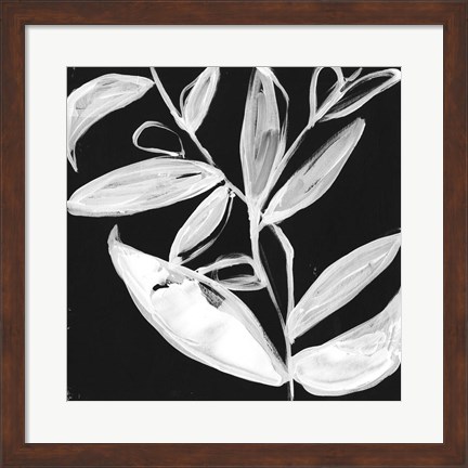 Framed Quirky White Leaves I Print