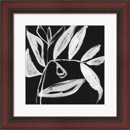 Framed Quirky White Leaves II Print