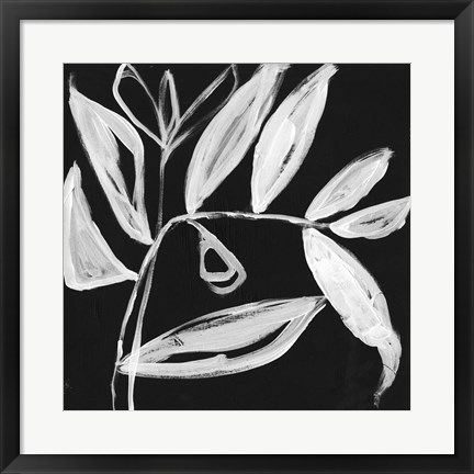 Framed Quirky White Leaves II Print