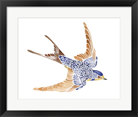 Framed Jeweled Barn Swallow I Print